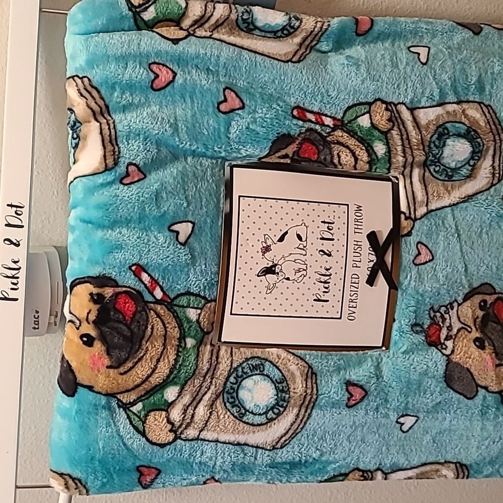 Pug Coffee Plush Throw